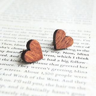 wooden heart earrings by onetenzeroseven