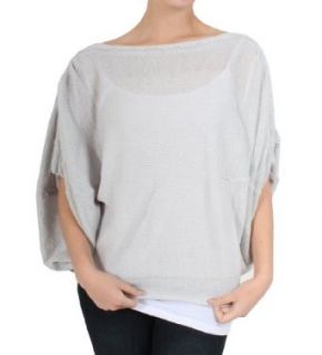 Love Stitch Knitted Poncho in Grey, Small Pullover Sweaters