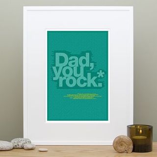 personalised 'dad, you rock' print by wordplay design
