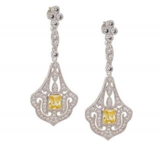 Esposito Diamonique Sterling Dramatic Drop Canary Earrings —