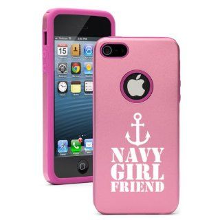 Apple iPhone 5 5S Pink 5D4667 Aluminum & Silicone Case Cover Navy Girlfriend Anchor Cell Phones & Accessories