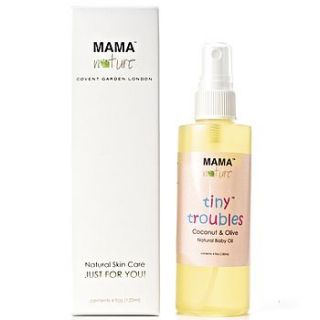 tiny troubles coconut and olive baby oil by mama nature