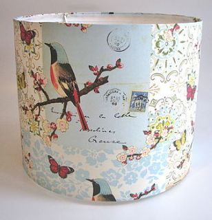 vintage paper bird & butterfly lampshade by rosie's vintage lampshades