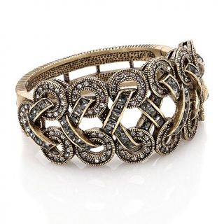 Heidi Daus "Straight Laced" Crystal Accented Bangle Bracelet