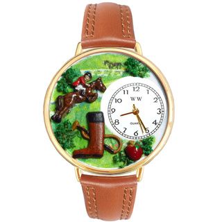 Whimsical Women's Horse Competition Theme Tan Leather Watch Whimsical Women's Whimsical Watches
