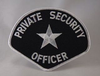 PRIVATE SECURITY OFFICER Guard Star Center Shoulder Uniform Patch Emblem Insignia WHITE on BLACK 4 3/4" x 3 3/4" (PAIR 2 ) 