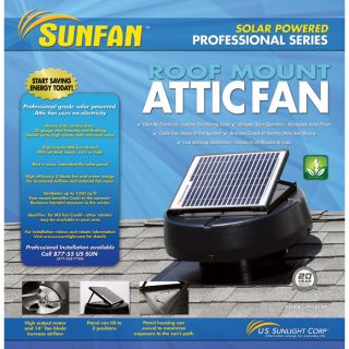 U.S. Sunlight Solar Powered Attic Fan — 10W, Ventilates 1350 Sq. Ft., Model# 9910TRP  Ventilation
