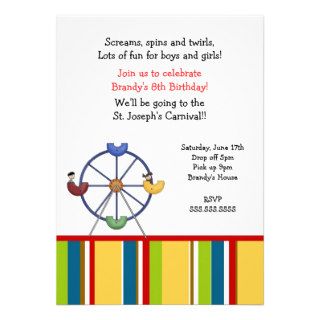 Carnival Ferris Wheel Birthday party invitation