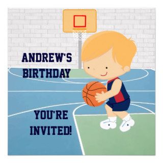 Cute Basketball kids Birthday Party Invitation