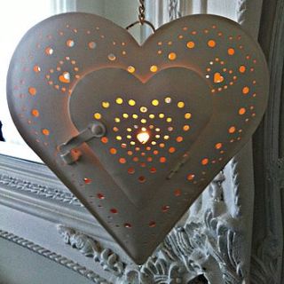 vintage cream hanging heart tea light holder by the little picture company