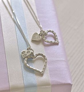 mummy and me silver hearts necklace set by lily belle