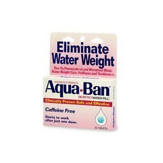 Aquaban Maximum Strength Diuretic Water Pills Tablets 30 Ea (6 Pack) Health & Personal Care