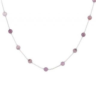Sterling Nevada Purple Chalcedony Bead & Liquid Silver StationNecklace —