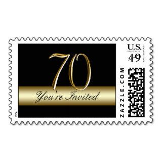 Black Gold 70th Birthday Party Postage