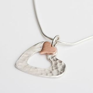 portscatho copper heart pendant by carole allen silver jewellery