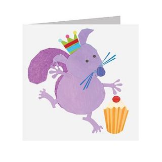 sparkly squirrel and cake card by square card co