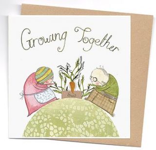 'growing together' card with carrot seeds by seedlings cards