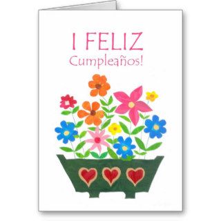 Spanish Birthday Flowers Card