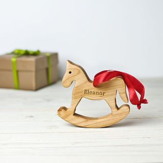 personalised rocking horse decoration by wooden toy gallery