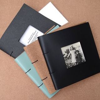 square frame fronted leather photo album by artbox