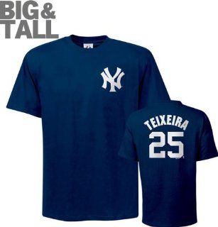 Mark Teixeira Big & Tall New York Yankees #25 Name and Number T Shirt  Sports Fan T Shirts  Sports & Outdoors