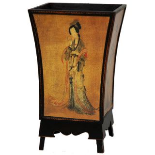 Oriental Furniture Enchanted Lady Waste Basket in Golden Brown