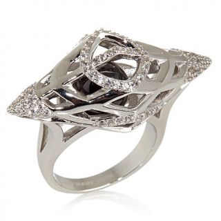 Mateo Bijoux 6.02ct Garnet and White Zircon Sterling Silver "La Cage" Ring