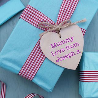 personalised mothers day heart gift tag by sparks living