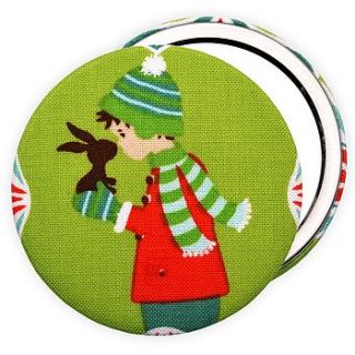 stocking filler 'boy with rabbit' mirror by jenny arnott cards & gifts