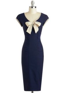 Stop Staring Sheath a Lady Dress in Navy  Mod Retro Vintage Dresses