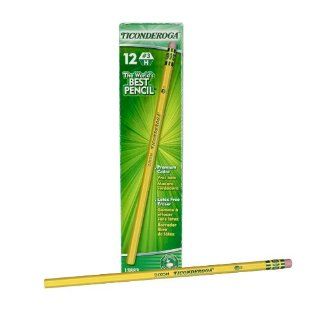 Dixon Ticonderoga Wood Cased #3 H Pencils, Box of 12, Yellow (13883)  Wood Lead Pencils 