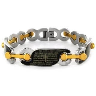 West Coast Jewelry Stainless Steel Spanish Lord's Prayer Link Bracelet West Coast Jewelry Men's Bracelets