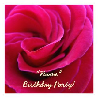 Invitations Birthday Party Pink Rose Flower Cards