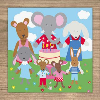 animal birthday tea party card (also available as a pack of 6 cards) by showler and showler