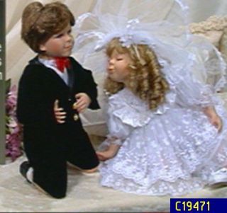 Set of (2) 15 Porcelain Bride and Groom Dolls by Seymour Mann —