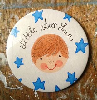 personalised boy's 'little star' badge by love lucy illustration