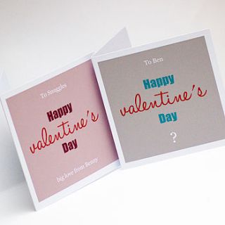 personalised message valentine's day card by spotty n stripy