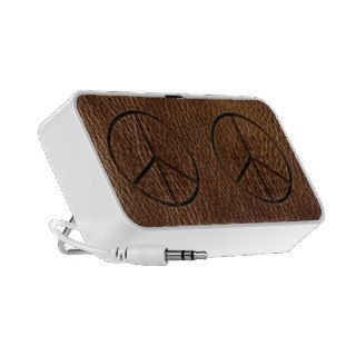 Leather Look Peace Brown Laptop Speaker