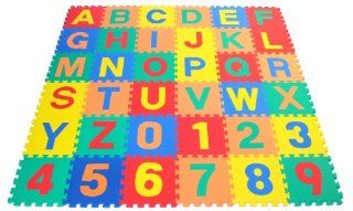 Alphabet & Numbers Interlocking Soft Tiles   Each Mat 12" x 12" x ~9/16" Thick  Ewonderworld  Baby