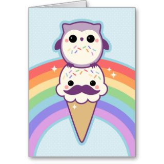Cute Mustache Owl Valentine Greeting Cards