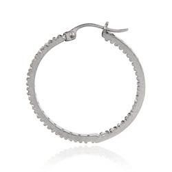 Icz Stonez Sterling Silver Inside out Cubic Zirconia Hoop Earrings ICZ Stonez Cubic Zirconia Earrings