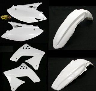 White Plastic Kit Fits Kawasaki Kx250f 2009 2012 Fender Plate with Keepitroostin Sticker 