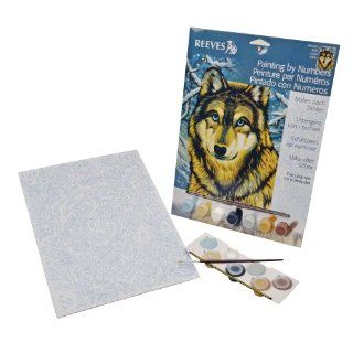 Reeves Wolf Acrylic Painting Set by Numbers, Medium   Childrens Paint By Number Kits