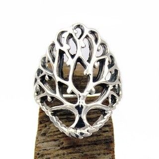 Fruitful Tree of Life Branch .925 Sterling Silver Ring (Thailand) Rings