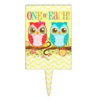 Girl and Boy Twin Owls   Baby Shower Cake Topper