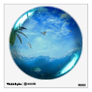 Tropical Ocean Scene Glass Sphere Wall Decal