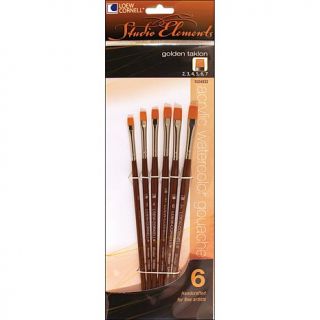 Studio Elements Short Handle Golden Taklon Brush Set   6 pack