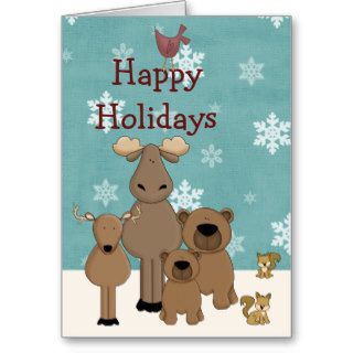 Cute Woodland Animals Happy Holidays Greeting Card