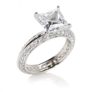 Absolute™ 3ct Princess Cut Solitaire Pavé Knife Edge Ring