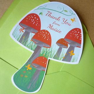 20 personalised toadstool thank you cards by ink pudding
